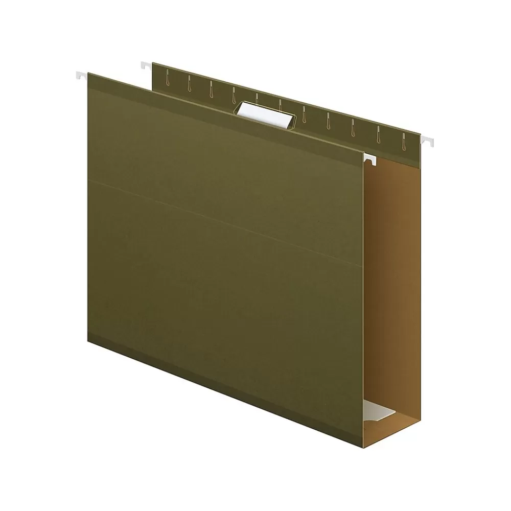 Pendaflex Hanging File Folders<Reinforced Hanging File Folders, Extra Capacity, 5-Tab, Letter Size, Standard Green, 25/Box (PFX 04152x3)