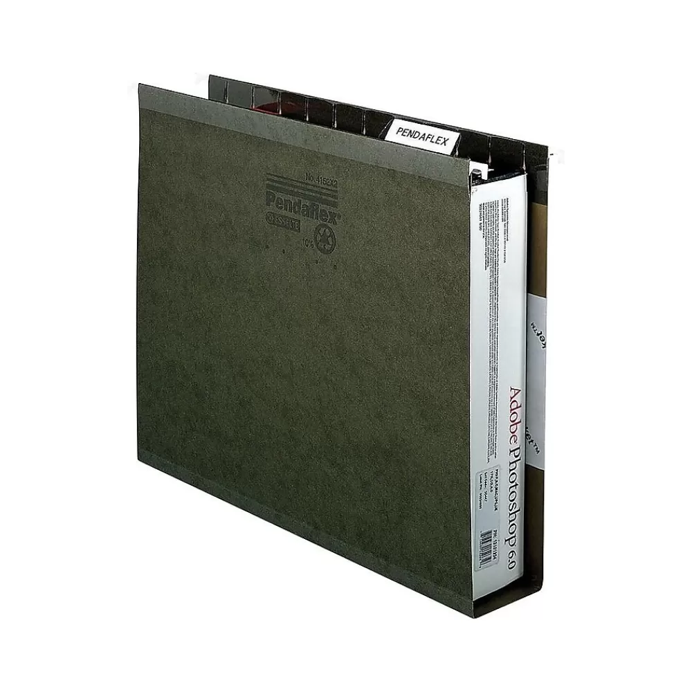 Pendaflex Hanging File Folders<Reinforced Hanging File Folders, Extra Capacity, 5-Tab, Letter Size, Standard Green, 25/Box (PFX 04152x3)