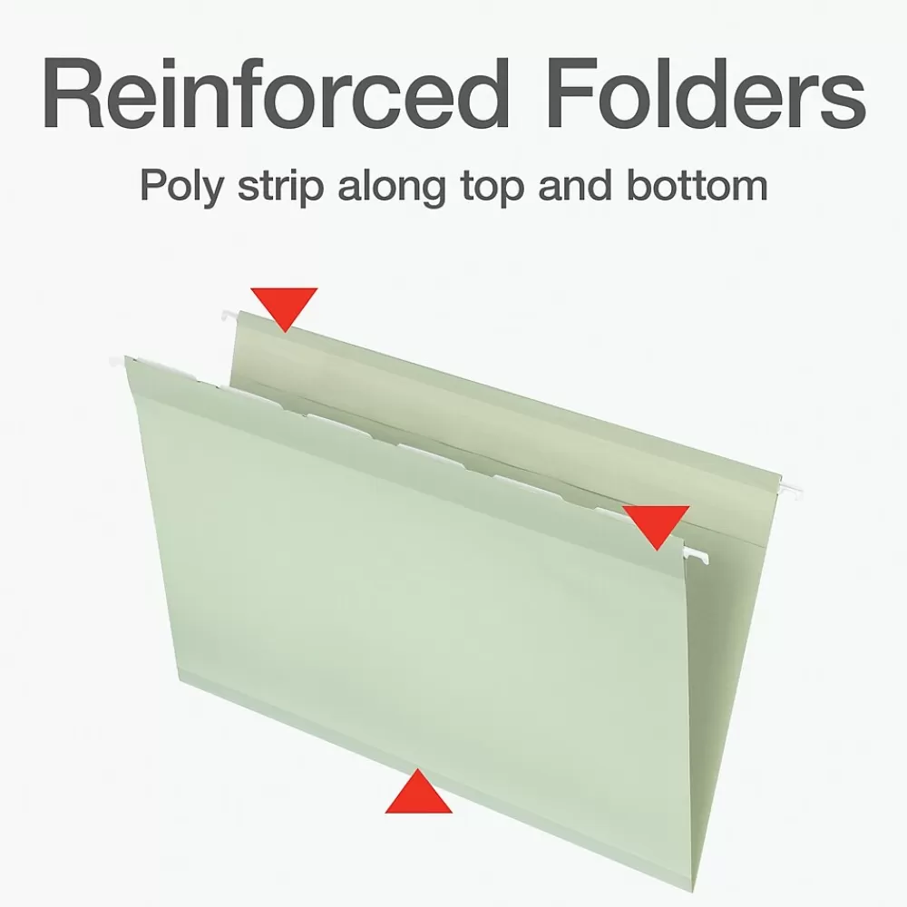 Pendaflex Hanging File Folders<Standard Reinforced Hanging File Folder, 6-Tab, Legal, Sage Green, 20/Box (1009464)