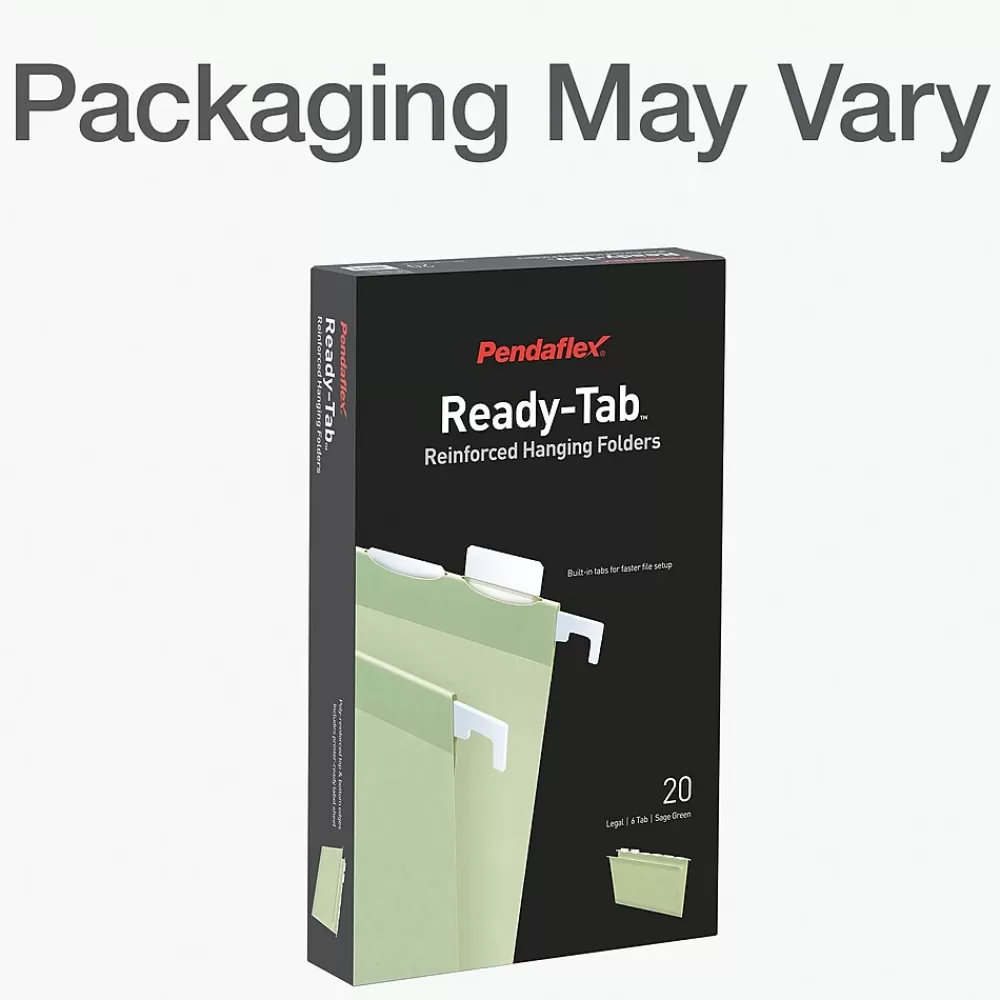 Pendaflex Hanging File Folders<Standard Reinforced Hanging File Folder, 6-Tab, Legal, Sage Green, 20/Box (1009464)