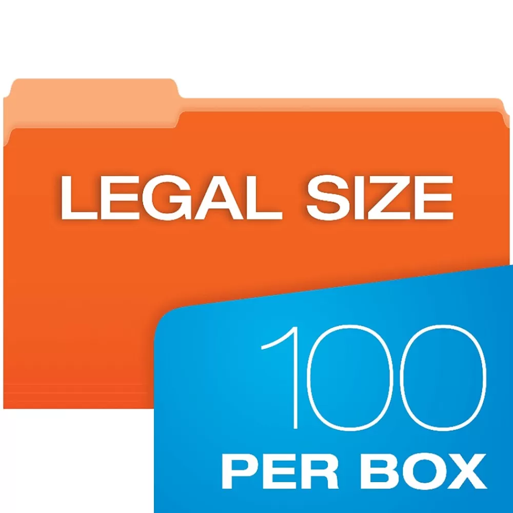 Pendaflex File Folders<Two-Tone File Folder, 3-Tab, Legal Size, , 100/Box (153 1/3 ORA)