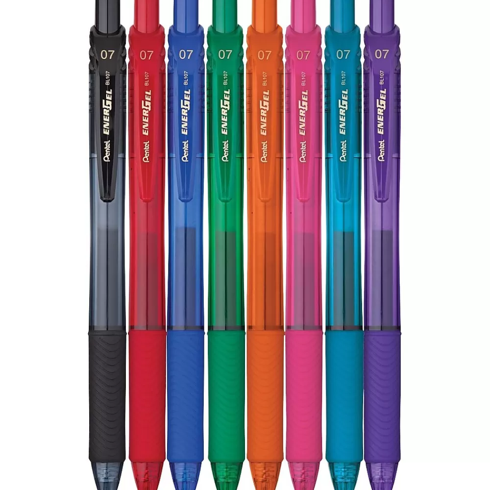 Pentel Pens<EnerGel-X RollerGel Retractable Gel Pens, Medium Point, Assorted Ink Colors, 8/Pack (BL107CRBP8M)