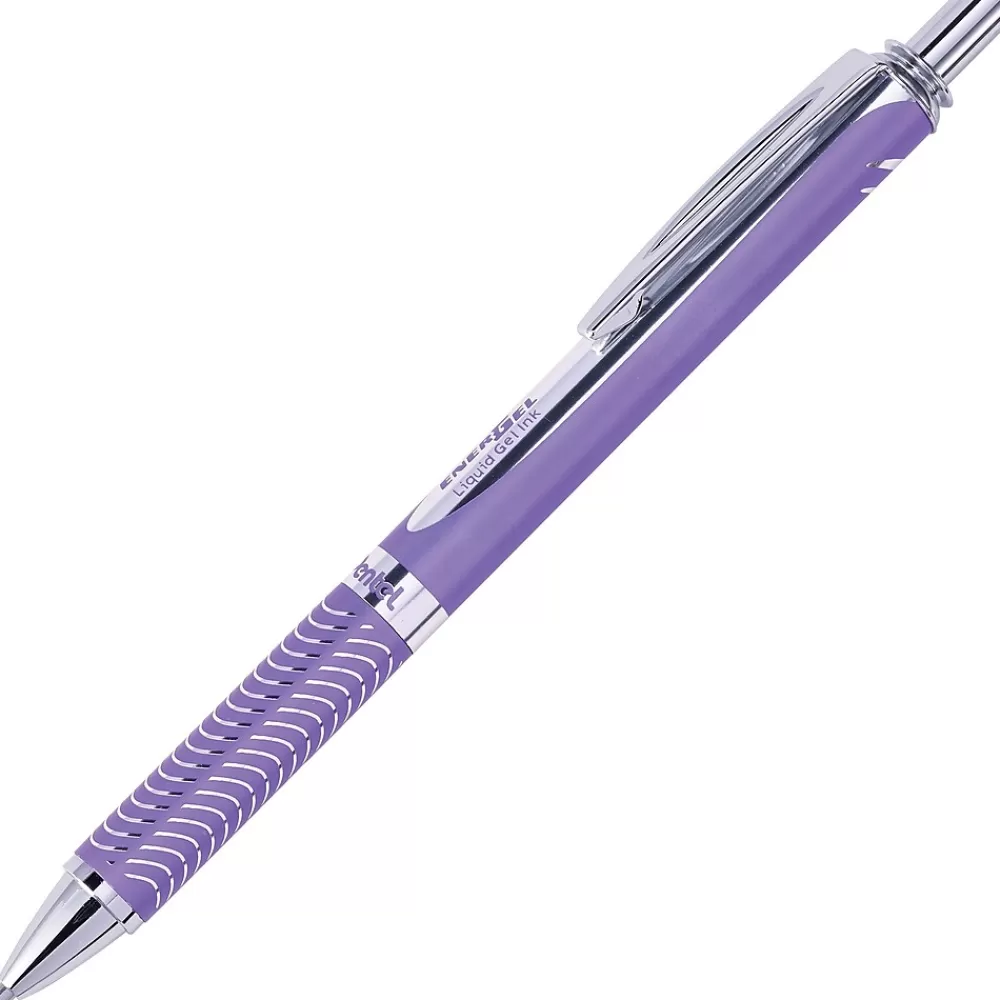 Pentel Pens<EnerGel Alloy RollerBall Retractable Gel Pen, Medium Point, Purple Ink (BL407V-V)
