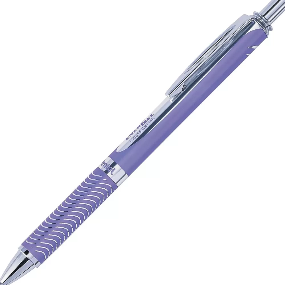 Pentel Pens<EnerGel Alloy RollerBall Retractable Gel Pen, Medium Point, Purple Ink (BL407V-V)