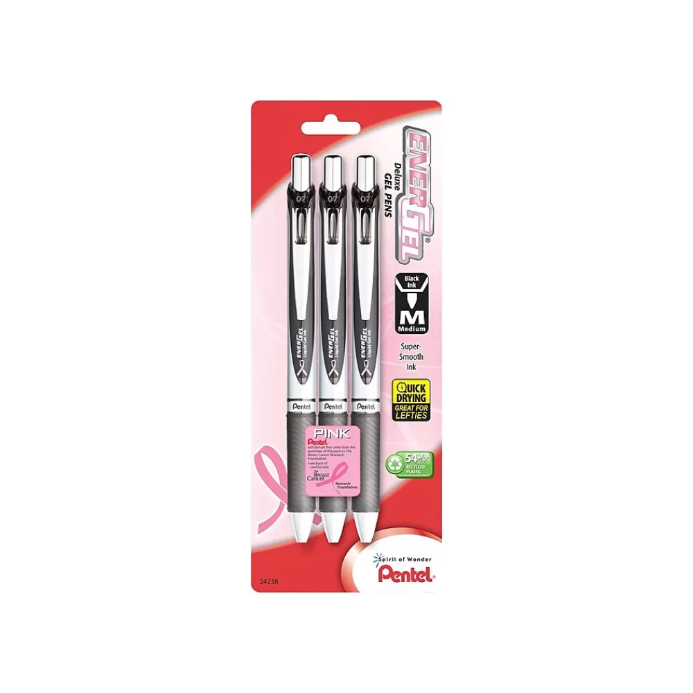 Pentel Pens<EnerGel Deluxe RTX Retractable Gel Pens, Medium Point, Black Ink, 3 Pack (BL77ABP3A-BC)