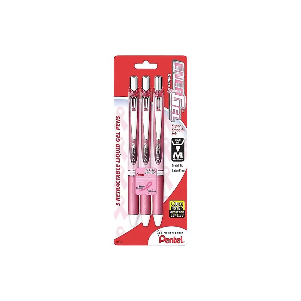 Pentel Pens<EnerGel Deluxe RTX Retractable Gel Pens, Medium Point, 0.7mm, Black Ink, 3/Pack (BL77PBP3A-BC)