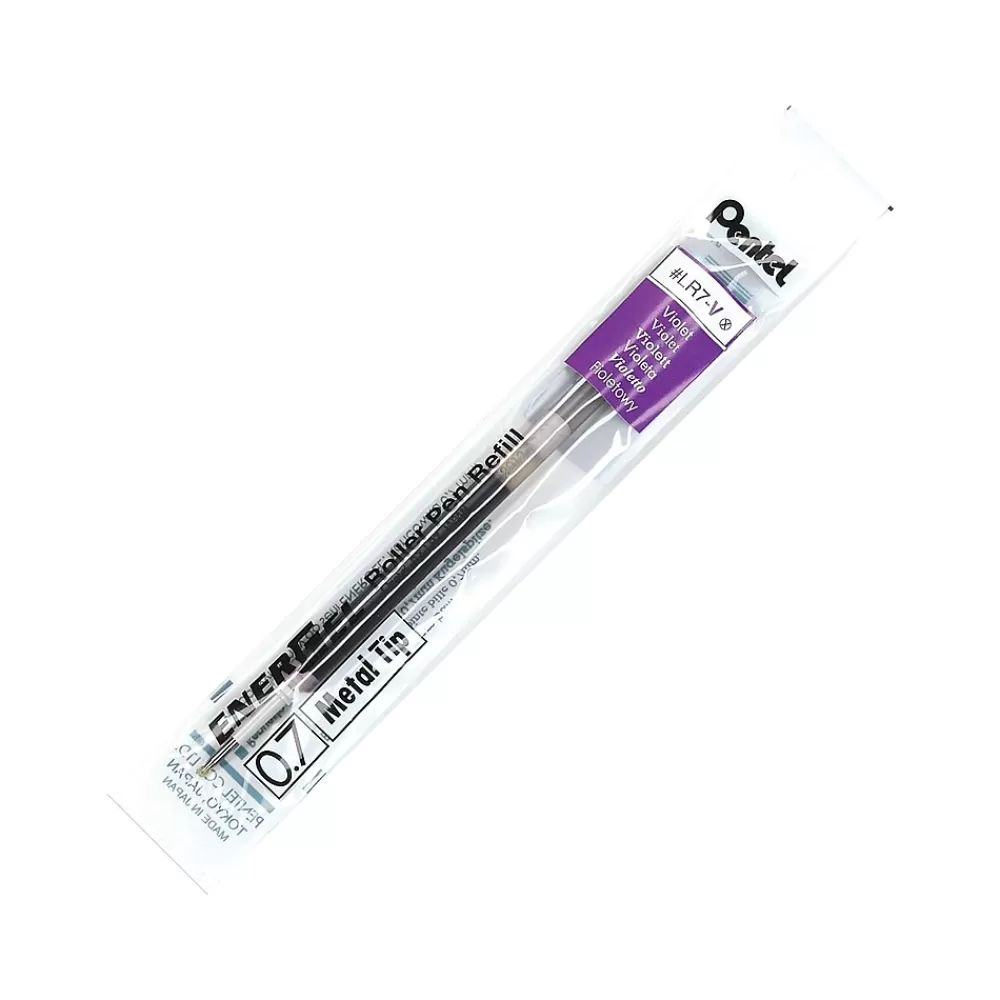 Pentel Pens<EnerGel Gel-Ink Pen Refill, Medium Tip, Violet Ink, Each (LR7-V)
