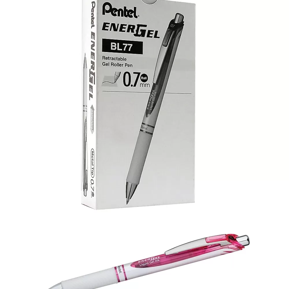 Pentel Pens<® EnerGel® Pearl Deluxe RTX Liquid Gel Ink Retractable Pens, Medium Point, Black Ink, Dozen (BL77PWP-A)