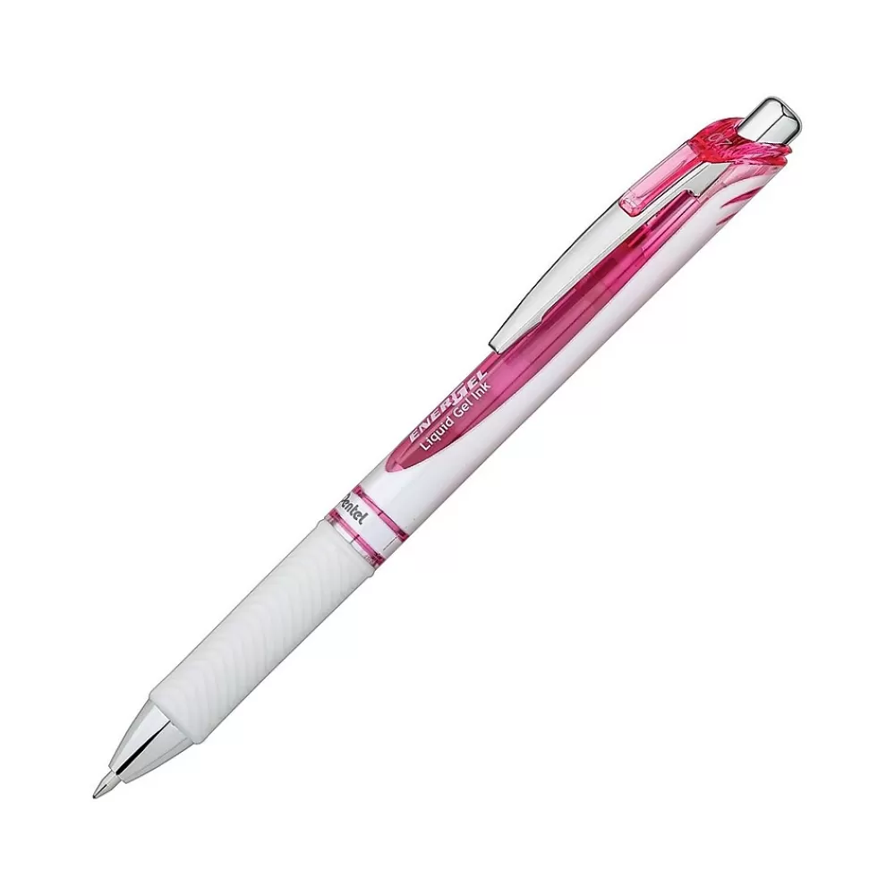Pentel Pens<EnerGel Pearl Deluxe RTX Retractable Gel Pens, Medium Point, Pink Ink, 2 Pack (BL77WBP2PP)