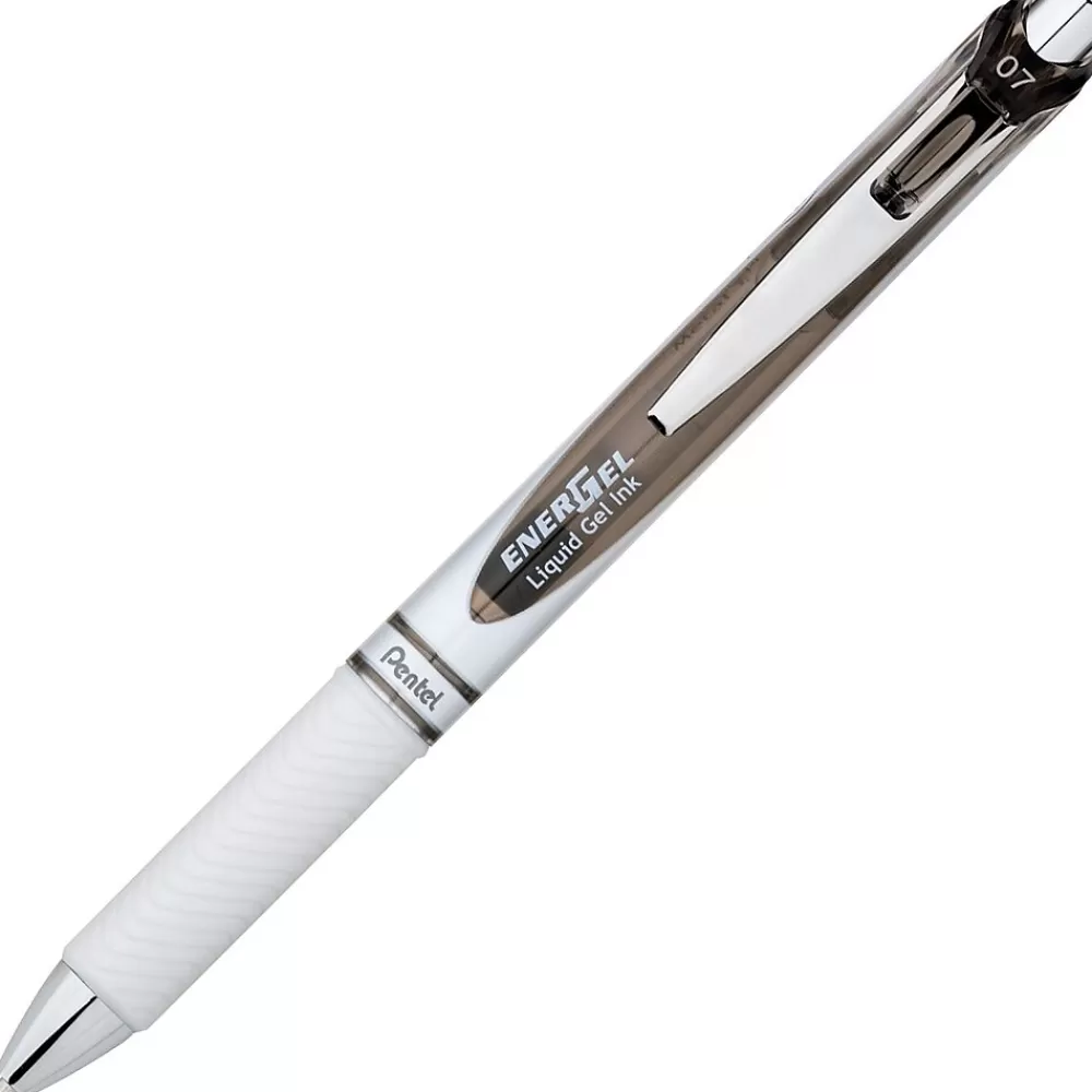 Pentel Pens<EnerGel Pearl Retractable Gel-Ink Pens, Medium Point, Black Accent Barrel, Black, 3/Pack