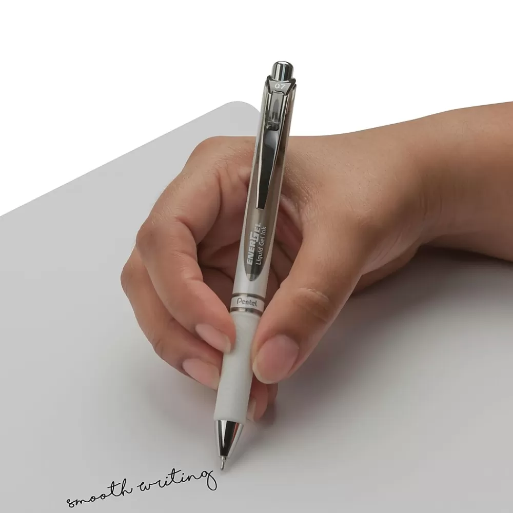 Pentel Pens<EnerGel Retractable Gel Pen, Medium Point, Black Ink, Dozen (BLN77PW-A)