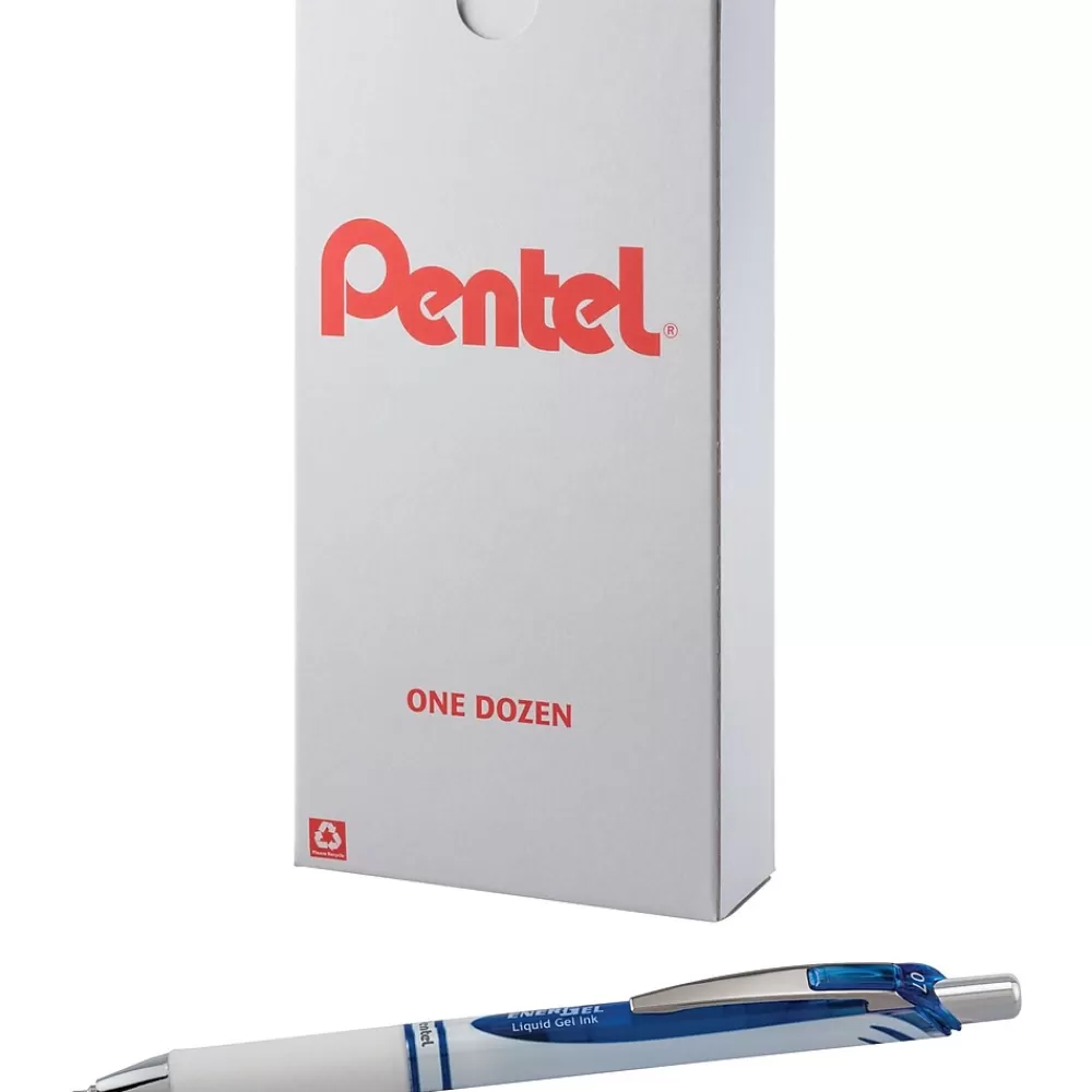 Pentel Pens<EnerGel Retractable Gel Pen, Medium Point, Blue Ink, Dozen (BLN77PW-C)