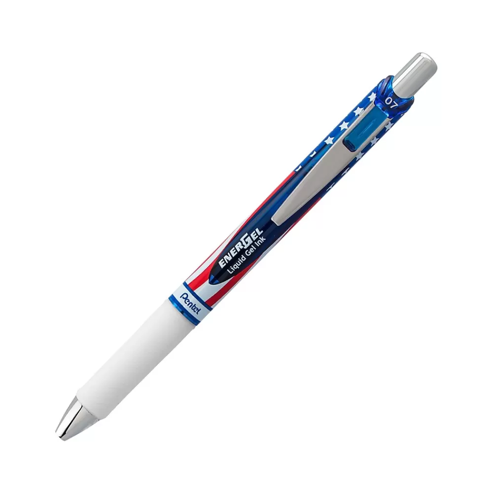Pentel Pens<EnerGel USA Flag Retractable Gel Pen, Medium Point, 0.7mm, Black Ink (BL77USAA-STP)
