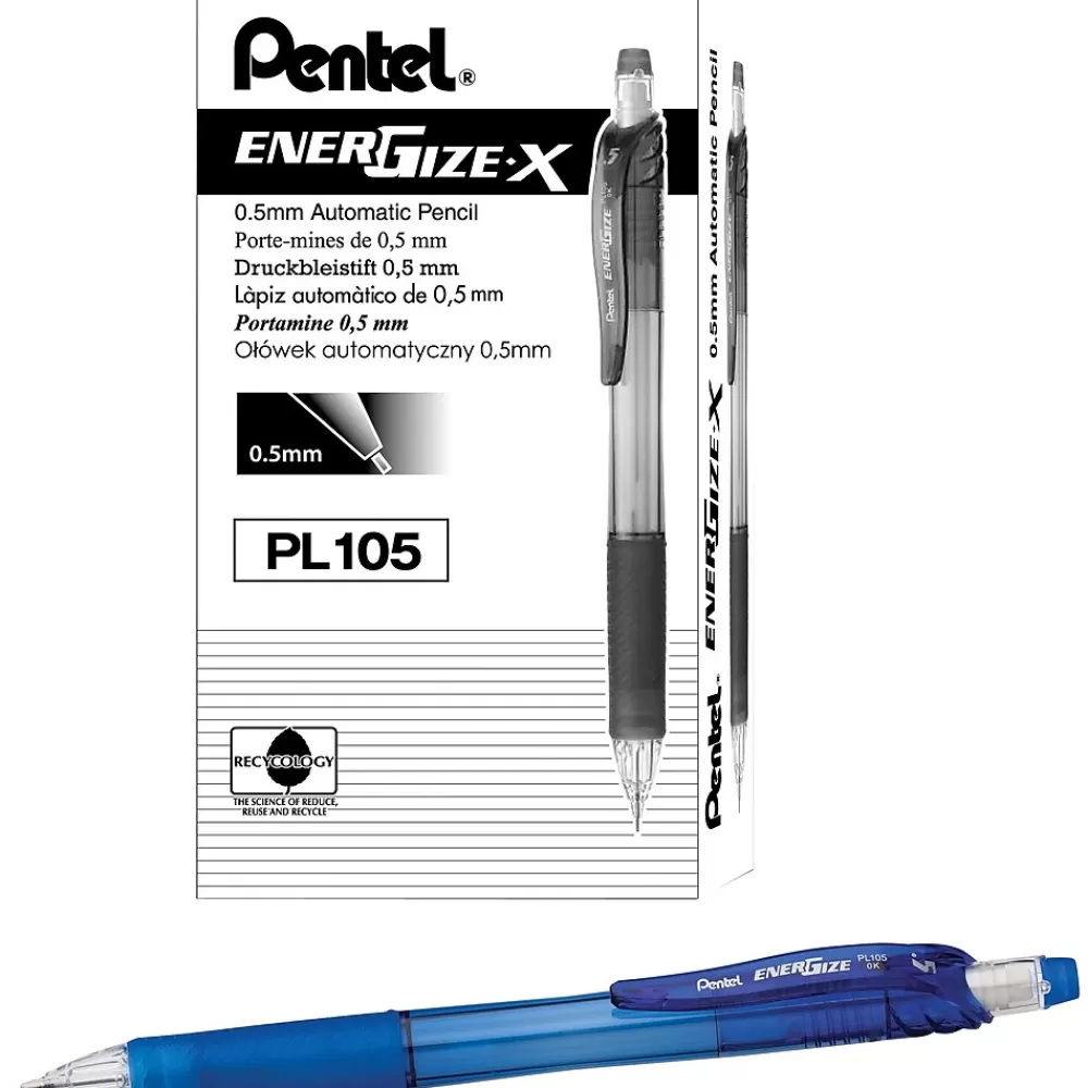 Pentel Pencils<EnerGize-X Mechanical Pencil, 0.5mm, #2 Medium Lead, Dozen (PL105C)