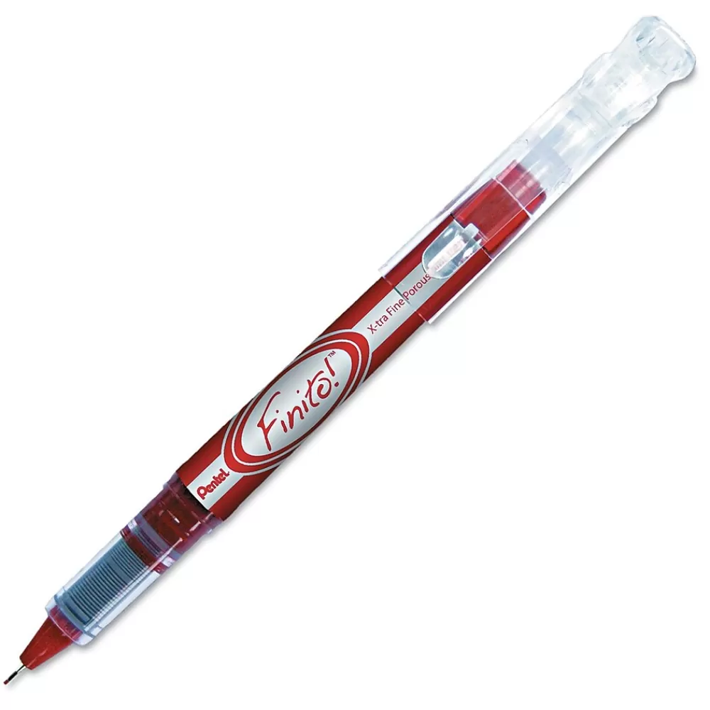 Pentel Pens<® Finito! X-tra Porous Point Pen, Fine Point, Red Ink (PENSD98B)