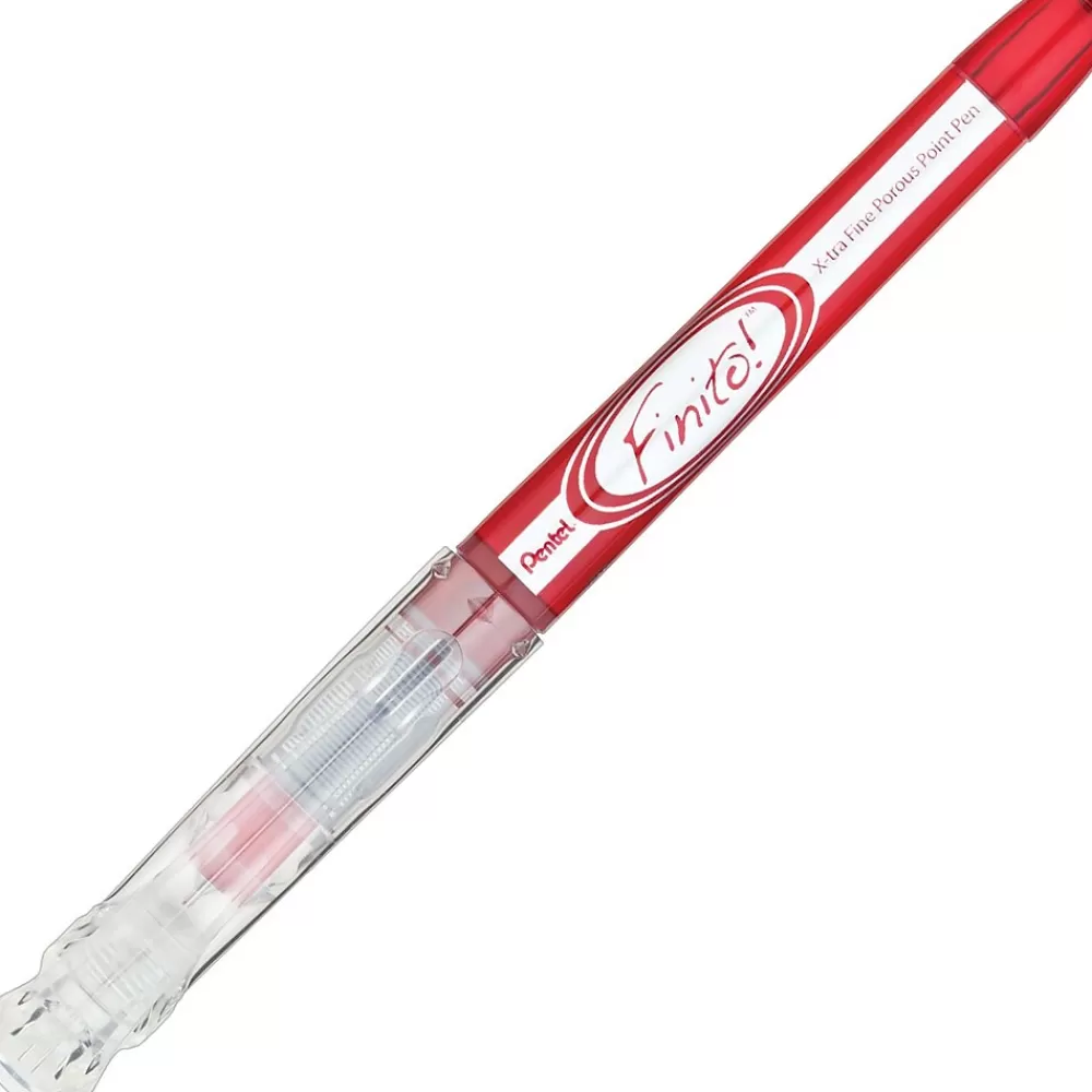 Pentel Pens<® Finito! X-tra Porous Point Pen, Fine Point, Red Ink (PENSD98B)