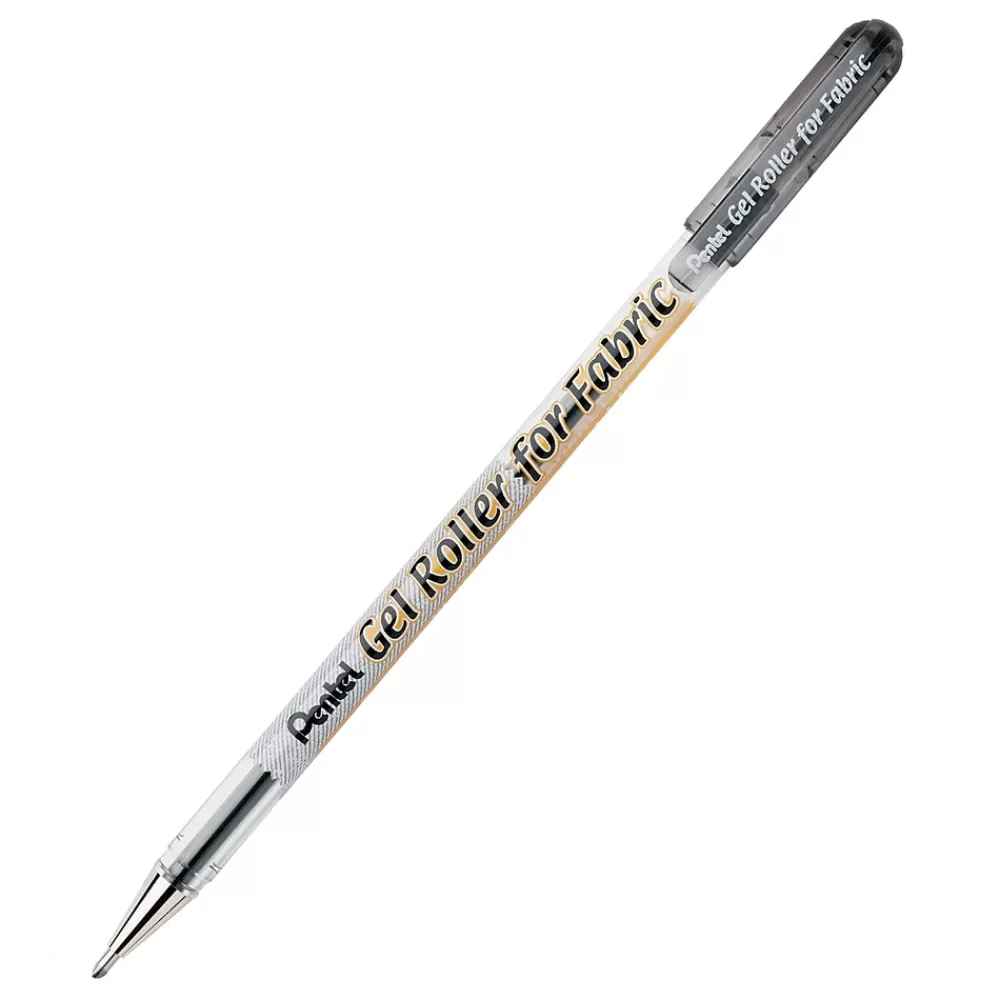 Pentel Pens<Gel Roller for Fabric, 1.0mm Point, Black, Pack of 12 (PENBN15A-12)