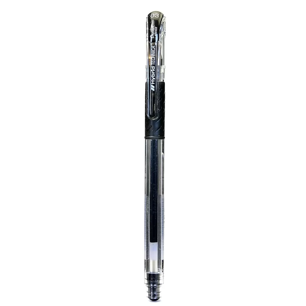 Pentel Pens<Hybrid Technica Gel Pen, Ultra Fine Point, Black, 12/Pack