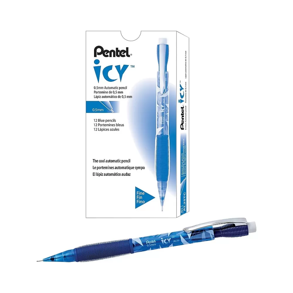 Pentel Pencils<Icy Mechanical Pencils, 0.5mm Lead, Dozen (AL25TC)