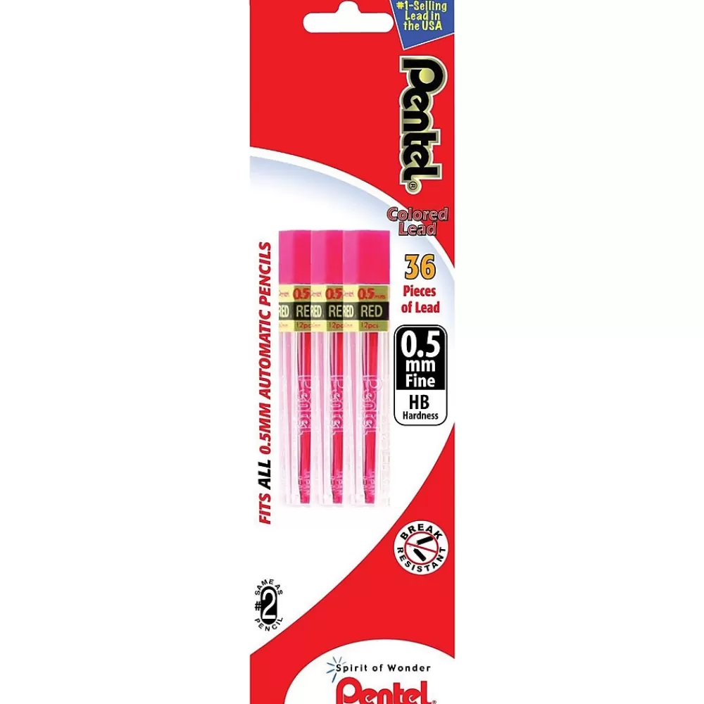 Pentel Pencils<Lead Refill, 0.5mm, 12/Leads, 3/Pack (PPR5BP3-K6)