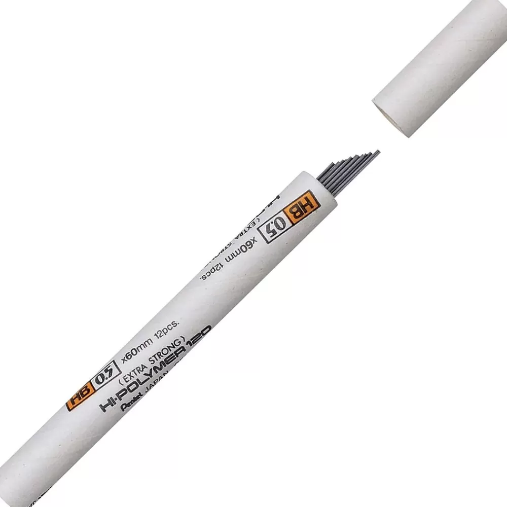 Pentel Pencils<Premium Hi-Polymer Lead Refill, 0.5mm, 12/Leads (C525-HB)