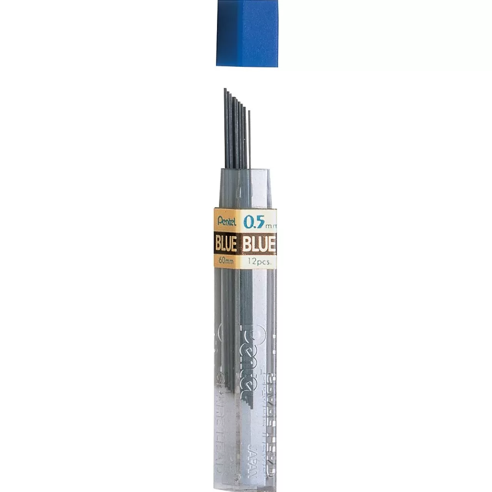 Pentel Pencils<® Refill Lead, Blue, Fine, 0.5mm, 12 Pieces Per Pack, 12 Packs (PENPPB5-12)