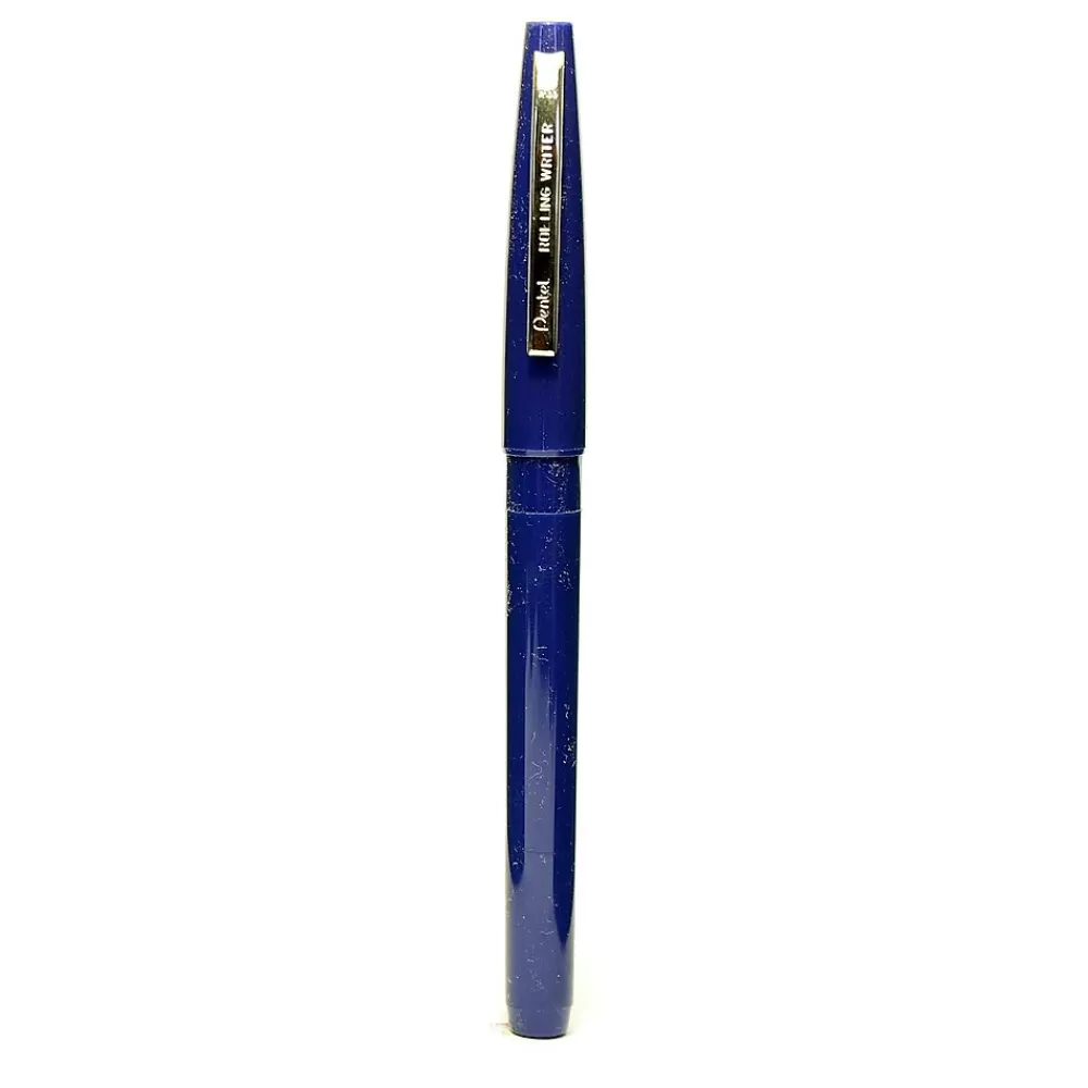 Pentel Pens<Rolling Writer Rollerball Pen, Medium Point, Blue Ink, 12/Pack (R100-C)