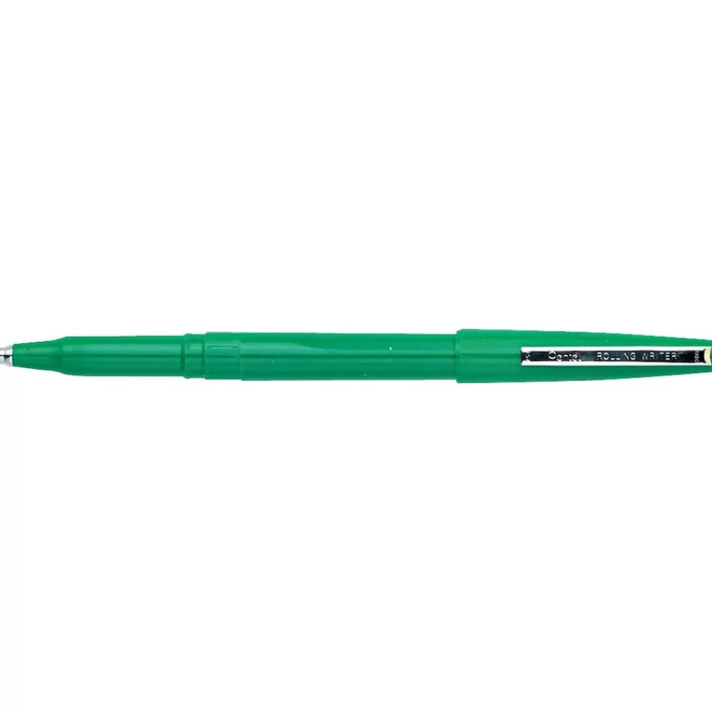 Pentel Pens<Rolling Writer Rollerball Pen, Medium Point, Green Ink, Dozen (R100D)