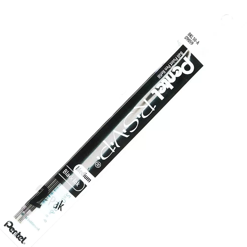 Pentel Pens<® R.S.V.P. Ballpoint Pen Refill, Medium, Black, 2/Pack