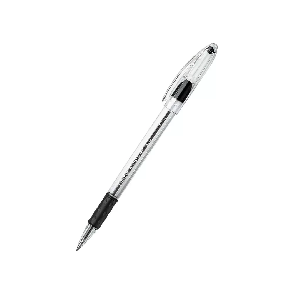 Pentel Pens<R.S.V.P. Ballpoint Pens, Fine Point, 0.7mm, Black Ink, Dozen (BK90-A)
