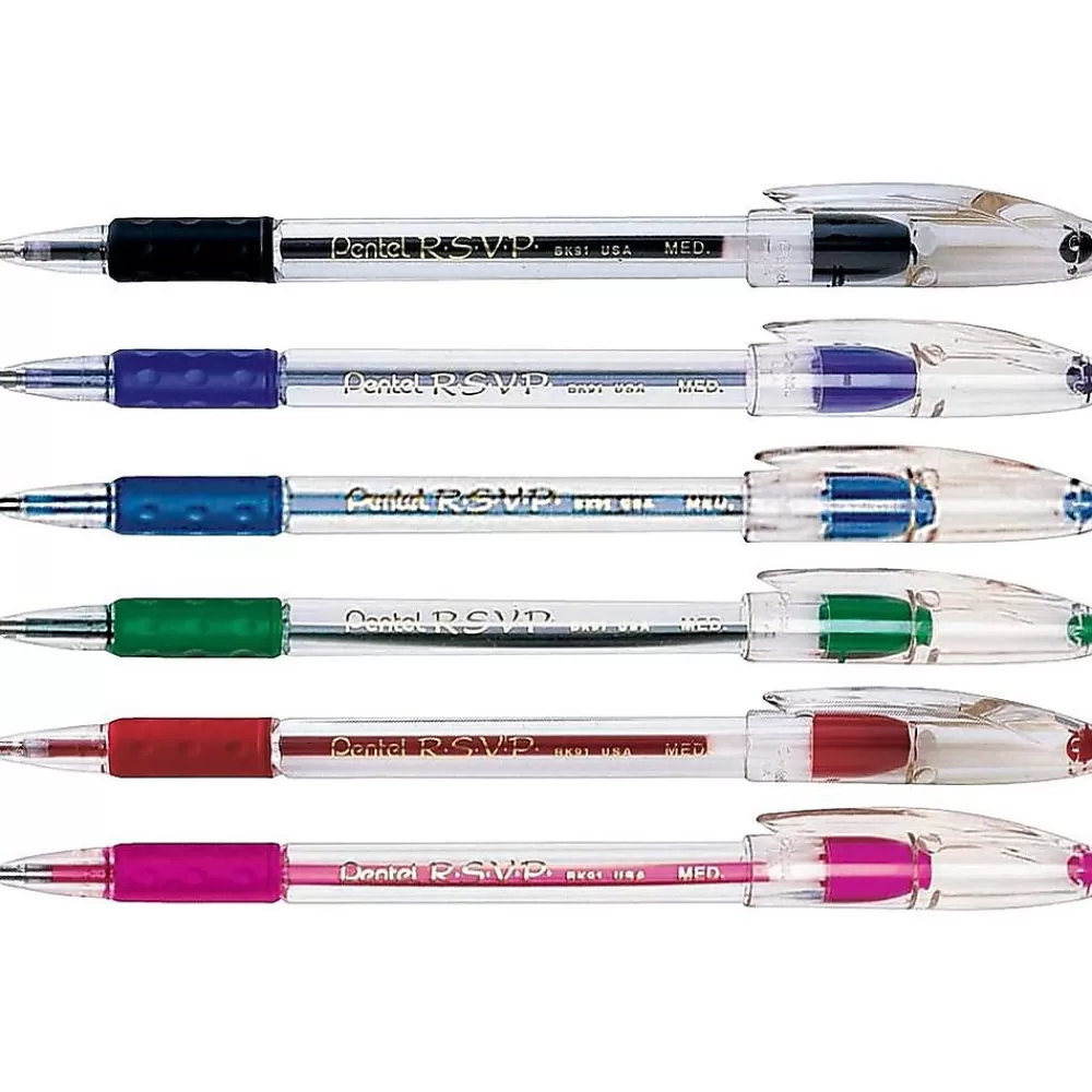Pentel Pens<R.S.V.P. Ballpoint Pens, Medium Point, Assorted Color Ink, Dozen (BK91PC12M)