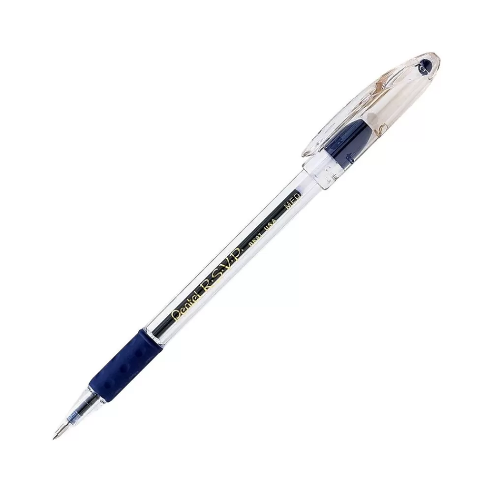 Pentel Pens<R.S.V.P. Ballpoint Pens, Medium Point, Blue Ink, Dozen (BK91-C)