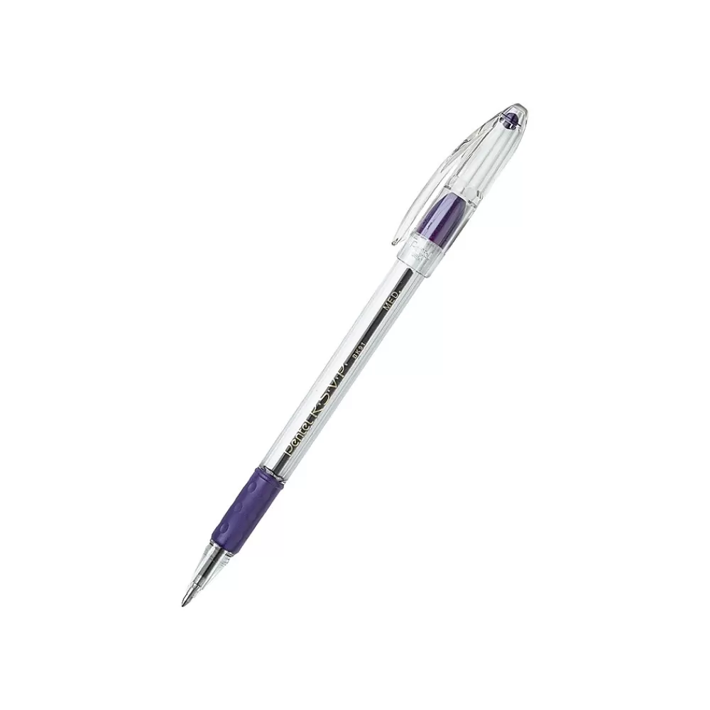 Pentel Pens<R.S.V.P. Ballpoint Pens, Medium Point, Purple Ink, 12/Pack (BK91-V)
