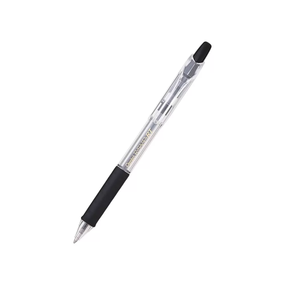 Pentel Pens<R.S.V.P. RT Retractable Ballpoint Pens, Medium Point, Black Ink, Dozen (BK93-A)