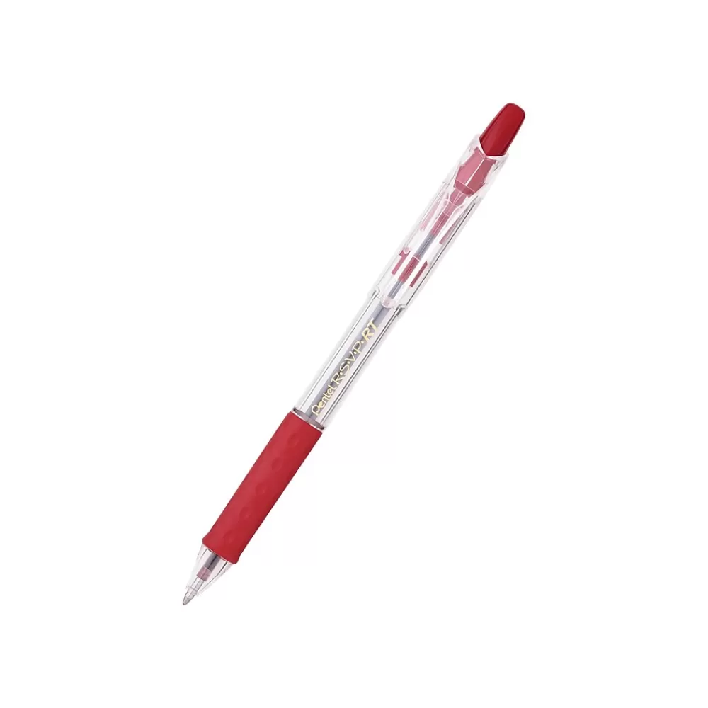 Pentel Pens<R.S.V.P. RT Retractable Ballpoint Pens, Medium Point, Red Ink, Dozen (BK93B)