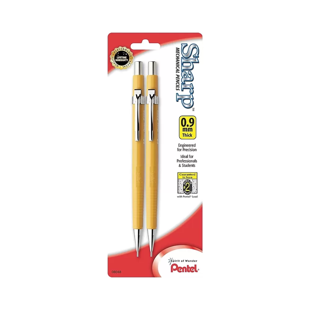 Pentel Pencils<Sharp Mechanical Pencil, 0.9mm, #2 Medium Lead, 2/Pack (P209BP2-K6)