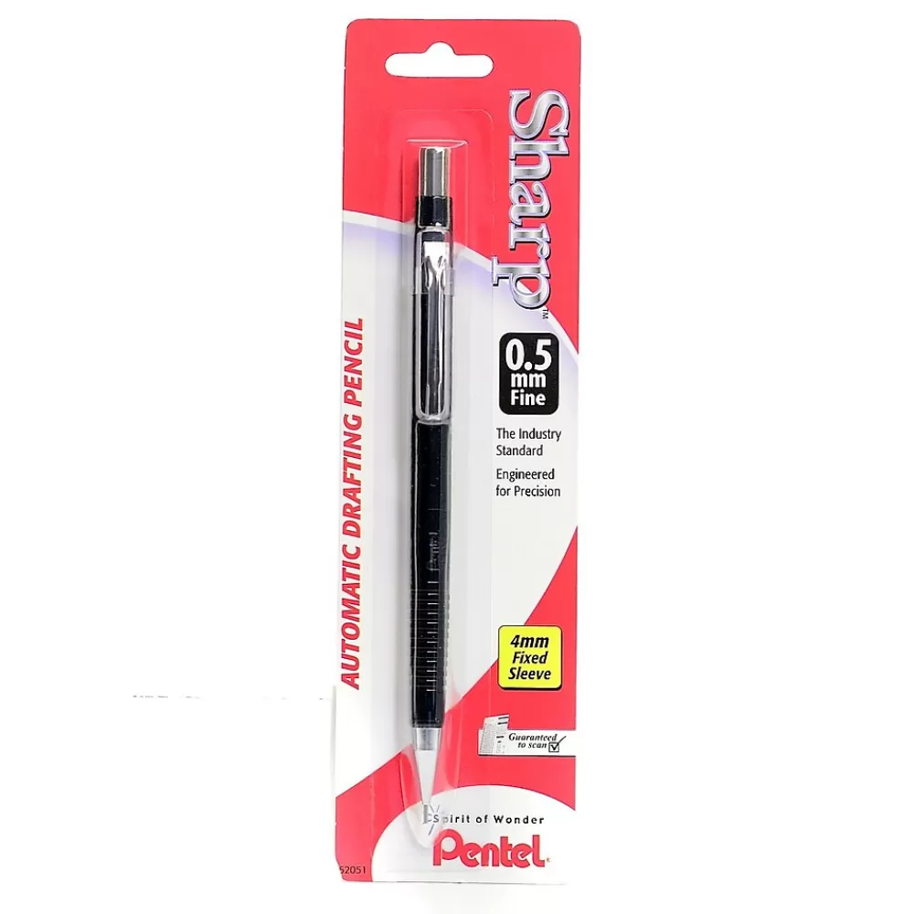 Pentel Pencils<Sharp Mechanical Pencil, 0.5mm, #2 Medium Lead, 3/Pack (12504-PK3)