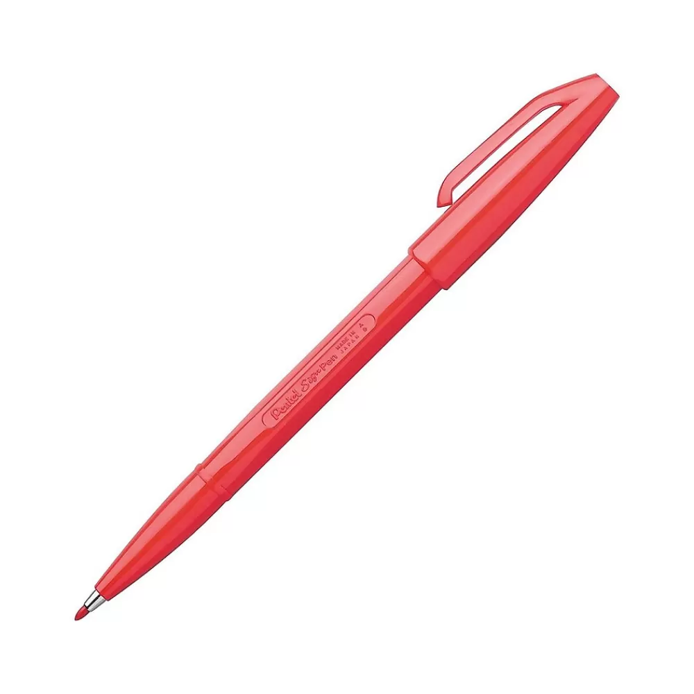 Pentel Pens<Sign Felt Pens, Fine Point, Red Ink, Dozen (S520B)