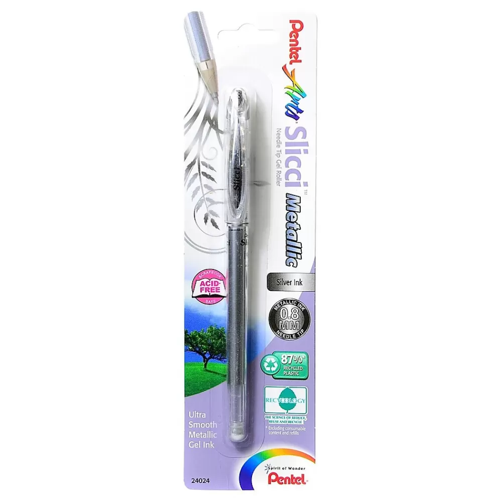 Pentel Pens<Slicci Extra Fine Metallic Gel Pens metallic silver each [Pack of 6]