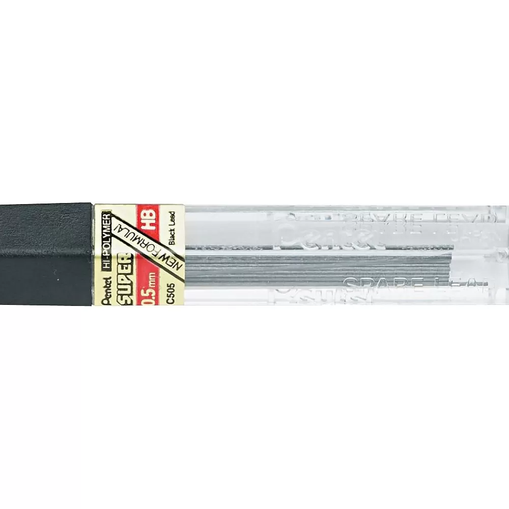 Pentel Pencils<Super Hi-Polymer Lead Refill, 0.5mm, 12/Leads, 144/Box (C505-HB)