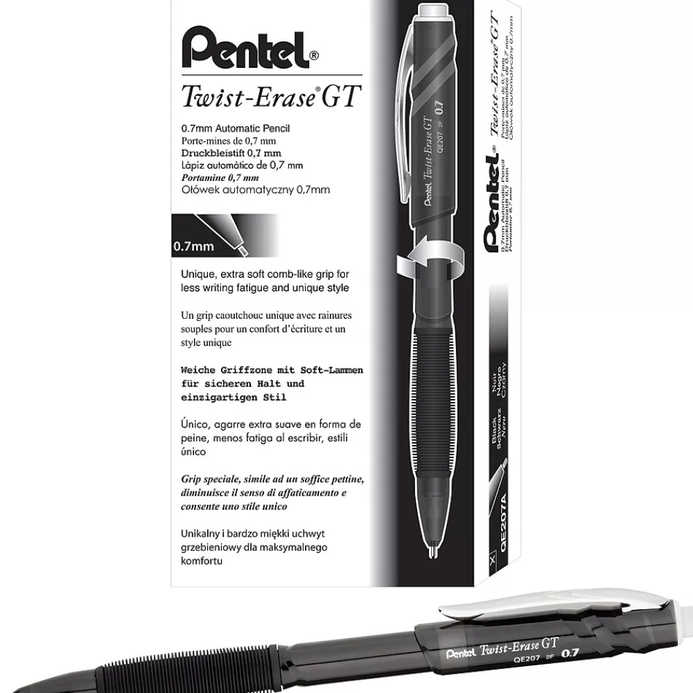 Pentel Pencils<Twist Erase GT Mechanical Pencil, 0.7mm, #2 Medium Lead, Dozen (QE207A)