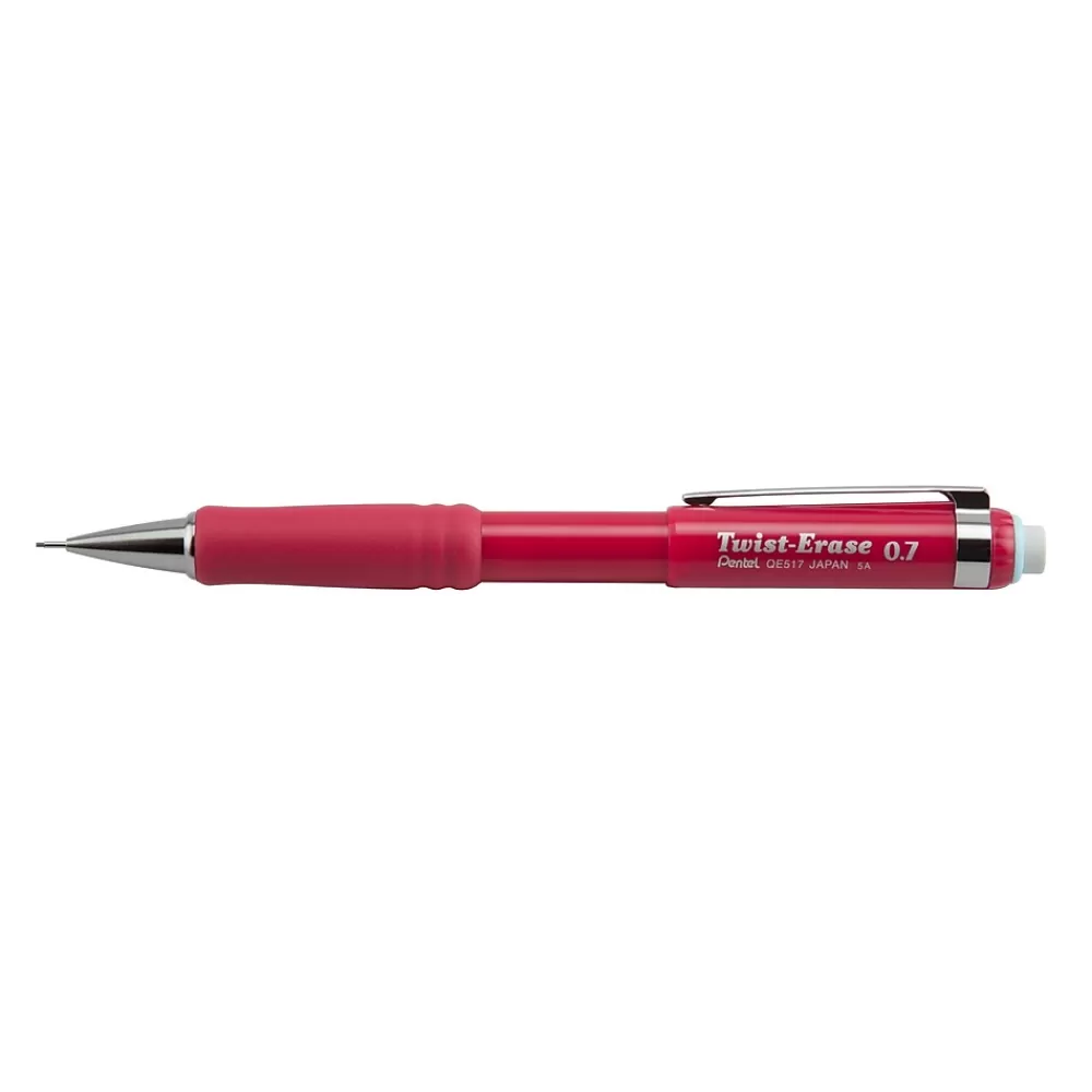 Pentel Pencils<Twist-Erase III Mechanical Pencil, 0.7mm, #2 Medium Lead, 2/Pack (QE517BP2-K6)