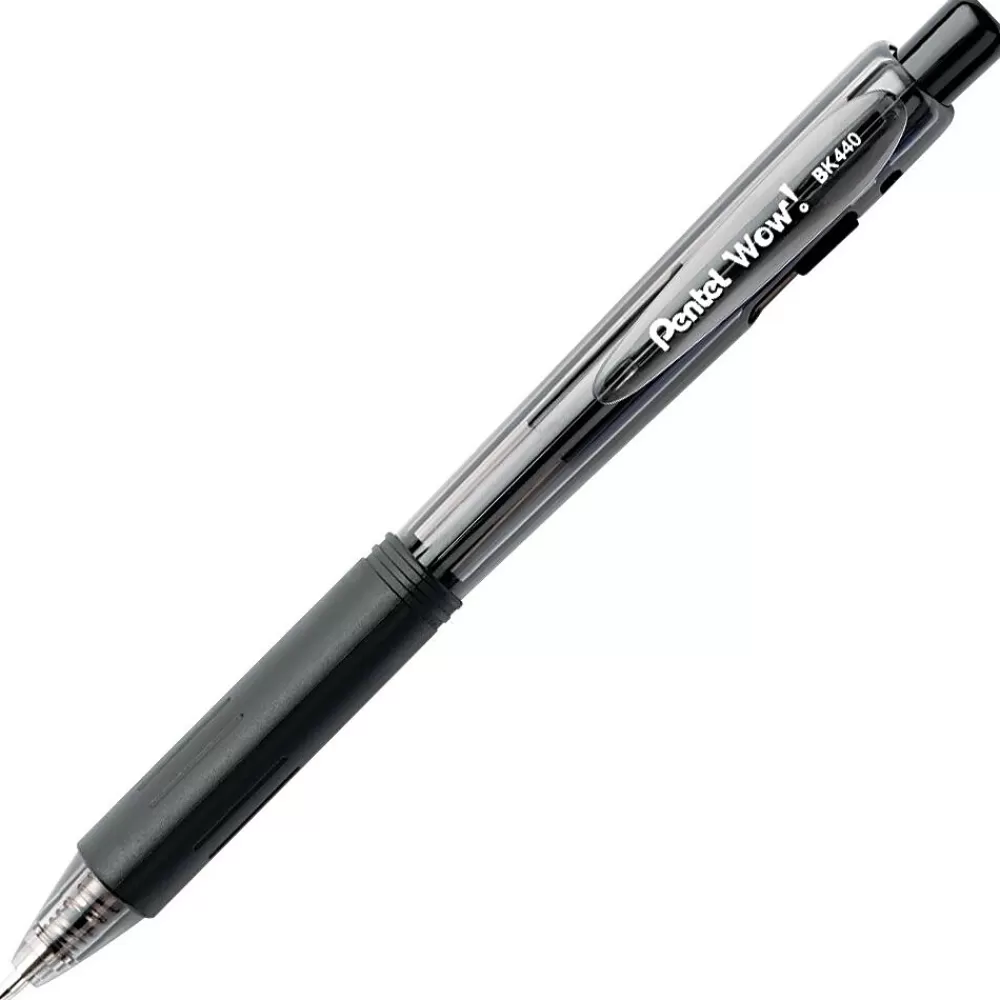Pentel Pens<WOW! Retractable Ballpoint Pens, Medium Point, Assorted Ink, 18/Pack (BK440PC18M)