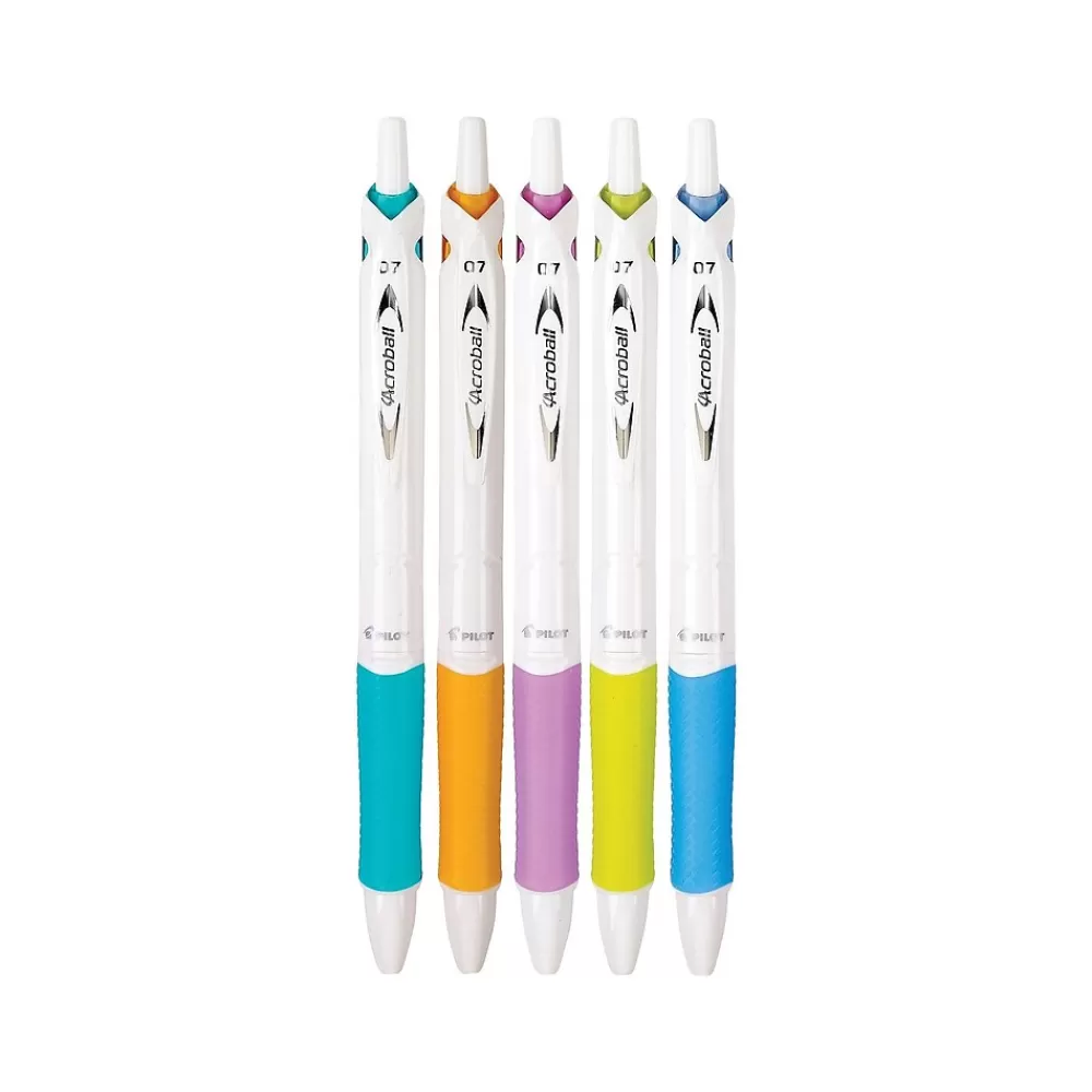 Pilot Pens<Acroball PureWhite Advanced Ink Retractable Ballpoint Pens, Fine Point, Black Ink, 5/Pack (31861)