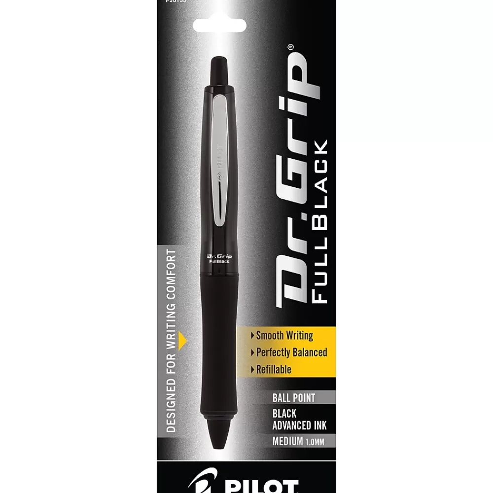 Pilot Pens<Dr. Grip FullBlack Retractable Ballpoint Pen, Medium Point, Black Ink (36193)