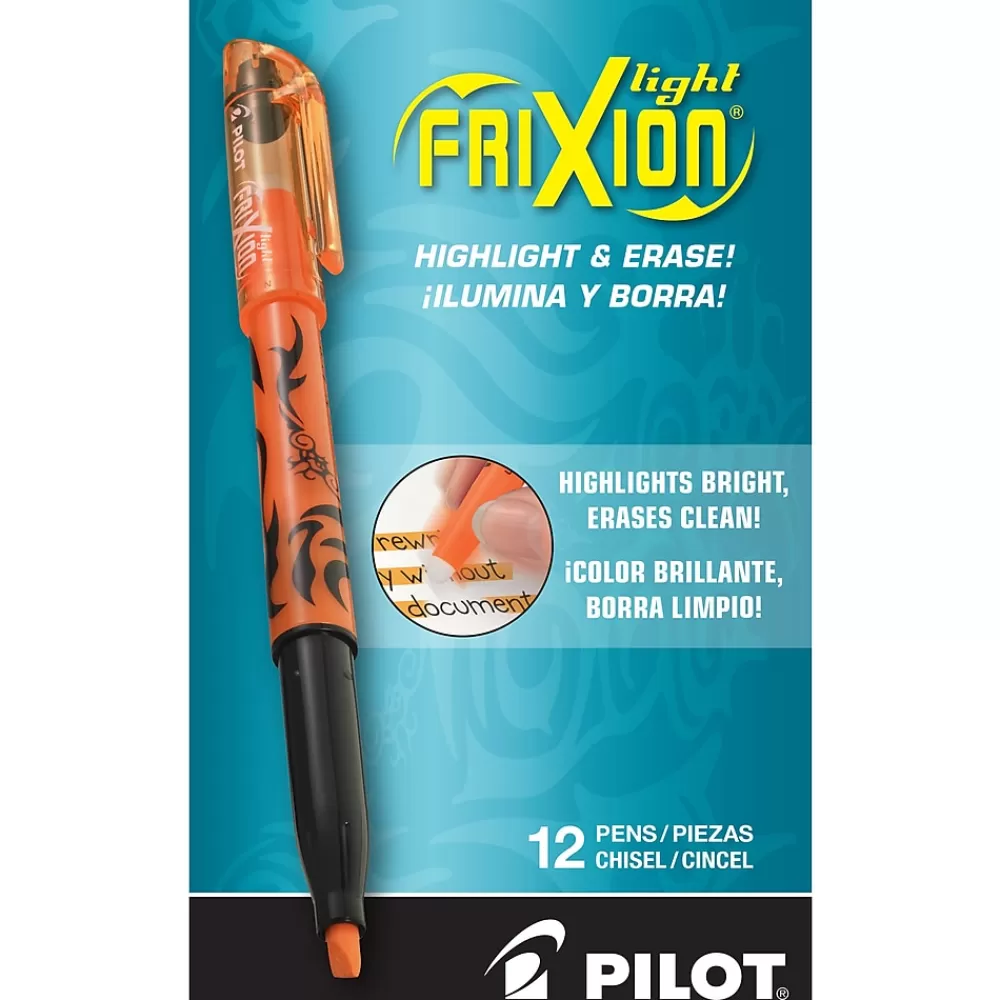 Pilot Highlighters<FriXion Light Erasable Highlighters, Chisel Tip, Orange Ink, Dozen (46504)