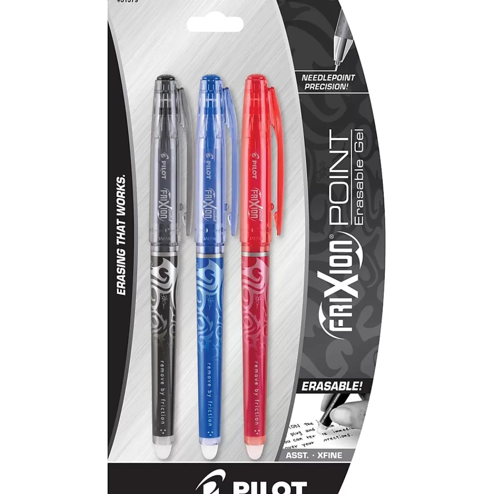 Pilot Pens<FriXion Point Erasable Gel Pens, Extra Fine Point, Assorted Ink, 3/Pack (31579)