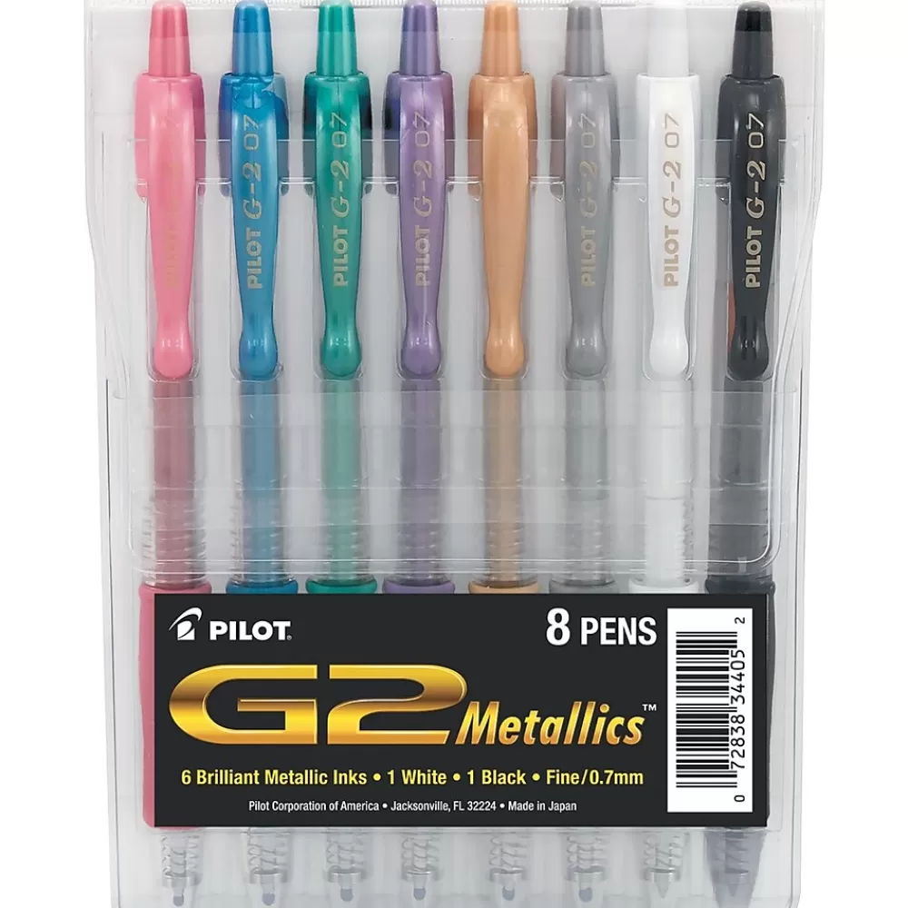 Pilot Pens<G2 Gel Pens, Fine Point, Assorted Metallic Ink, 8/Pack (PIL34405)