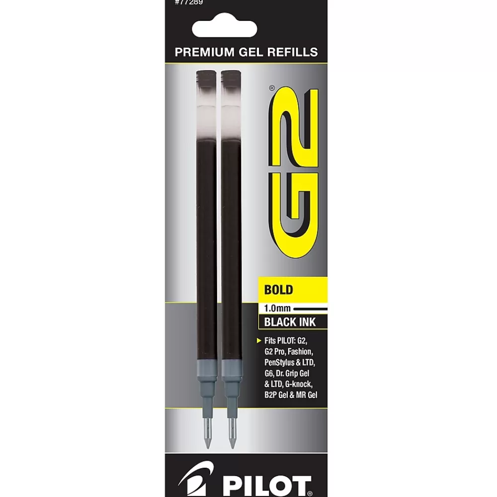 Pilot Pens<G2 Gel-Ink Pen Refill, Bold Tip, Ink, 2/Pack (77289)