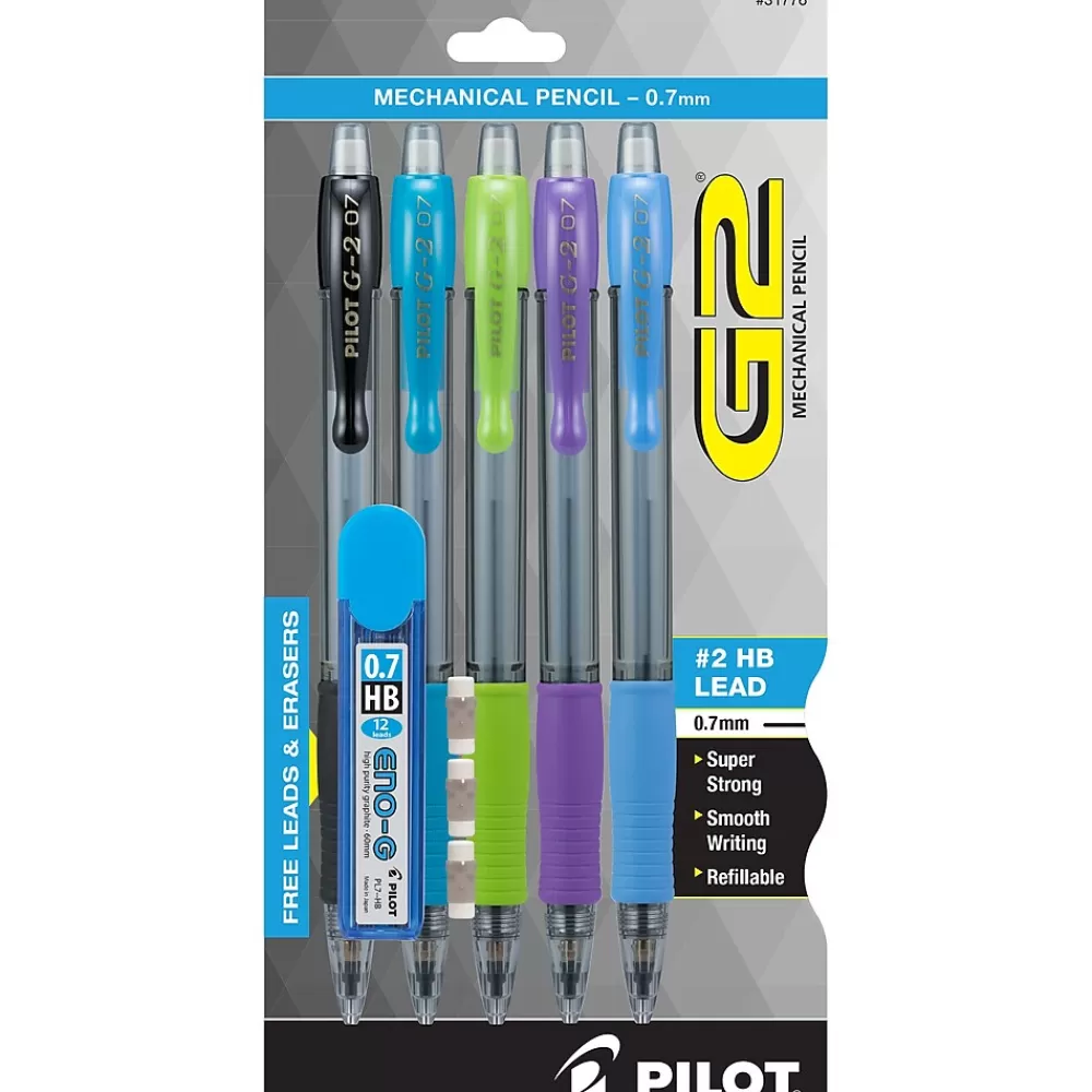 Pilot Pencils<G2 Mechanical Pencil, 0.7mm, #2 Hard Lead, 5/Pack (31776)